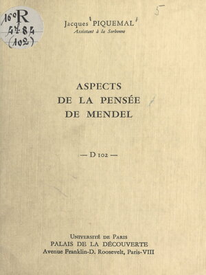 cover image of Aspects de la pensée de Mendel